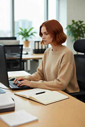 Kadın Bej Oversize Kesim Triko Bisiklet Yaka Kazak Uzun Kollu Modern Günlük Şıklık İçin İdeal