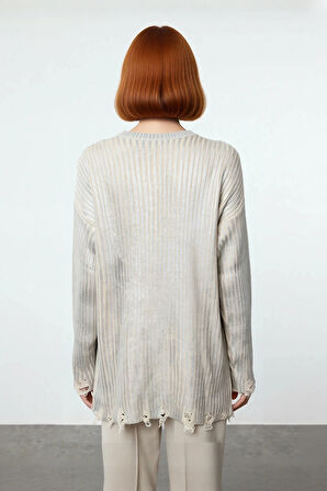 Kadınlara Özel Relaxed Fit Bisiklet Yaka Uzun Düşük Kol Triko Kazak Sonbahar Kış Konforu Kaliteli