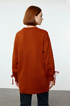 Kadın Günlük Kullanım İçin Regular Kalıp Bisiklet Yaka Düşük Kol Akrilik Triko Kazak Tunik Kışlık