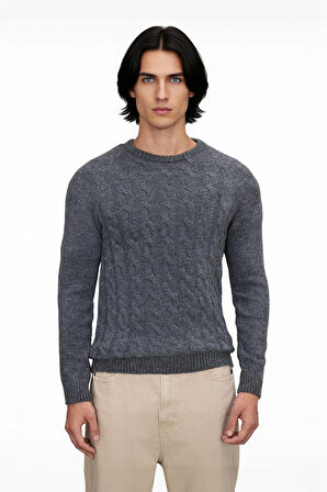 Erkek Casual Saç Örgü Desenli Slim Fit Triko Kazak Kışın Günlük Kombinler İçin İdeal Model