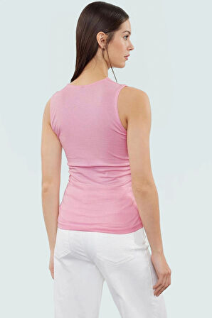 Büzgülü Örme Bluz Rahat Şık Fitted Kalıp Kare Yaka Modern Stil Görünüm