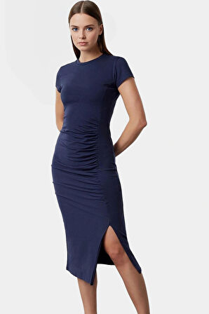 Rahat ve Şık Pamuklu Bodycon Midi Elbise Nefes Alan Kumaş Yazlık Konforlu Kesim