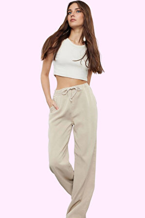 Kadın Liyosel Pantolon Yüksek Bel Wide Leg Regular Boy Günlük Şıklık Yaz Aylarının Vazgeçilmezi