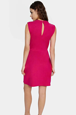 Yazlık A line Mini Elbise Nefes Alan Scuba Krep Kumaş Choker Yaka Uzun Ömürlü Zarifane Tasarım