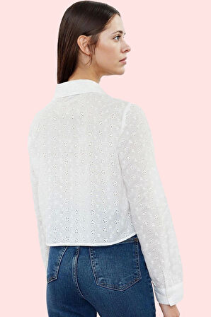 Kadın Crop Basic Gömlek Pamuk Dokuma Kumaş Rahat Günlük Stil Hafta Sonu Yaz Aylarının Vazgeçilmezi