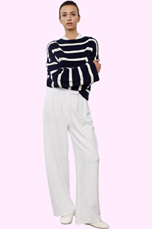 Kadın Renk Casual Yüksek Bel Geniş Paça Pantolon Günlük Kullanım Yaz Aylarının Vazgeçilmezi