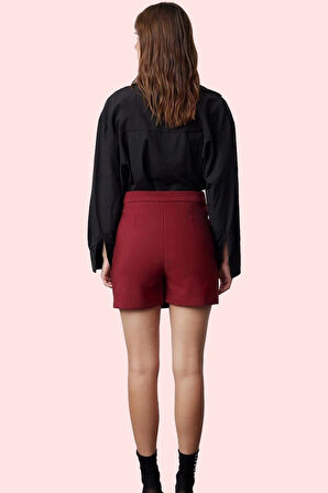 Kadın Yüksek Bel Kemerli Şort Etek Dokuma Finike Günlük Yazlık Hafta Sonu Kaliteli Malzeme