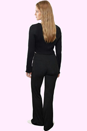 Kadın Yüksek Bel İnterlok Pantolon Günlük ve Rahat Kombinler İçin İdeal Yaz Aylarının Vazgeçilmezi