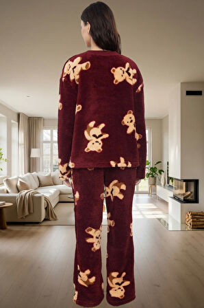 Yumuşak Wellsoft Kumaşlı Kışlık Pijama Takımı Renk Ayıcıklı Desen Mükemmel Uyum Rahat Ve Şık