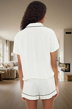 Viskoz Pijama Takımı Şortlu Rahat Nefes Alan Yazlık Homewear Kullanım Özel Tasarım