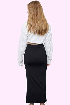 Kadın Poliamid Maxi Etek Yırtmaçlı Beli Lastikli Kış Günlük Kullanım Yaz Aylarının Vazgeçilmezi