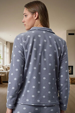 Rahat Kalıp 100% Polyester Polar Pijama Takımı Kış İçin İdeal Kullanım