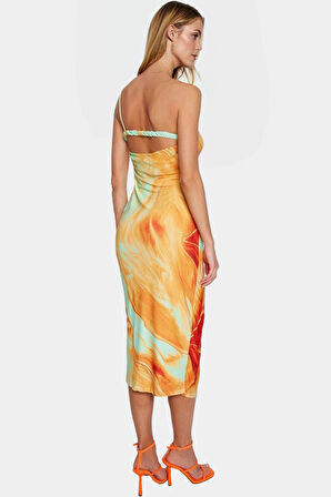 Nefes Alan Örme Midi Elbise Kolsuz Bodycon Kalıp Polyester Elastan Günlük Şıklık Özenle Seçilmiş