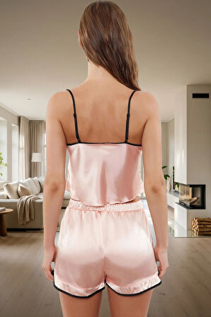 Rahat ve Şık Saten Pijama Takımı Yaz Aylarına Özel Mükemmel Uyum Görünüm Uzun Ömürlü