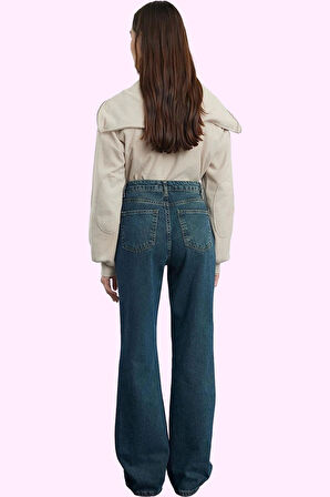 Kadın Pamuk Uzun Boy Jean Pantolon Yüksek Bel Geniş Paça Wide Leg Yaz Aylarının Vazgeçilmezi