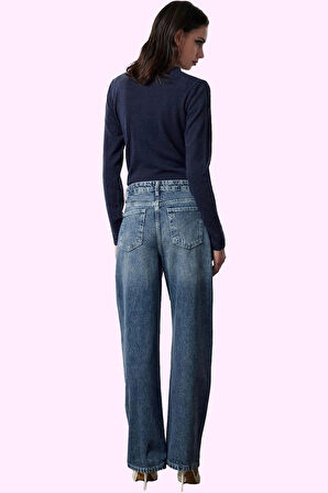 Kadın Barrel Jean Pantolon; Yüksek Bel Geniş Paça Pamuk Günlük Kullanım Yaz Aylarının Vazgeçilmezi