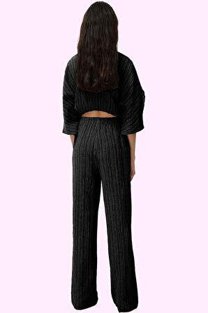 Kadın Boru Paça Pantolon Rahat Şık ve Yazlık Dokuma Kumaş Günlük Kullanım Kaliteli Malzeme