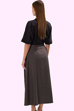 Kadın Düz Desen Maxi Etek A line Poliviskon Kumaş Ramadan Koleksiyonu Yazlık Günlük Kullanım