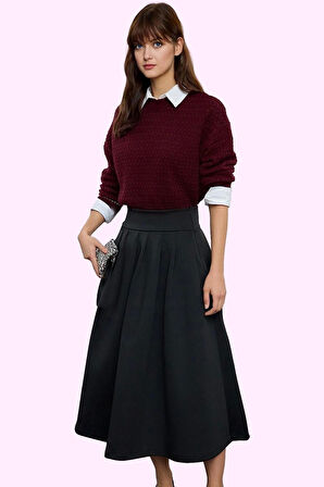 Kadın Maxi Etek Yüksek Bel A line Kesim Günlük Kombinler Hafta Sonu Yaz Aylarının Vazgeçilmezi