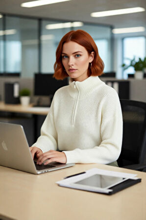 Kadın Basic Oversize Düşük Uzun Kollu Crop Fermuarlı Dik Yaka Triko Kazak Kışlık Rahat Stiller