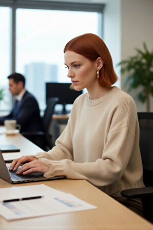 Kadın Casual Crop Oversize Bisiklet Yaka Triko Kazak Düşük Kol Akıtma Detaylı Konforlu Şık