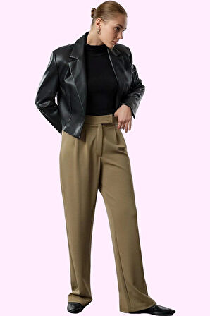 Kadın Renk Casual Yüksek Bel Geniş Paça Pantolon Günlük Kullanım Yaz Aylarının Vazgeçilmezi