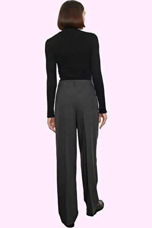 Kadın Yüksek Bel Straight Pantolon Düz Desen İş Ve Günlük Kullanıma Uygun Kaliteli Malzeme