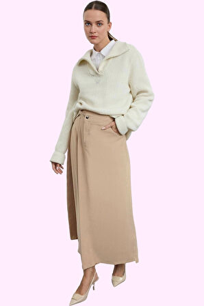 Kadın A line Gabardin Etek Maxi Boy Casual Günlük Kombinler İçin Yaz Aylarının Vazgeçilmezi