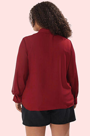 Kadın Şifon Dokuma Uzun Kollu Gömlek Büyük Beden Günlük Şıklık Hafta Sonu Kaliteli Malzeme