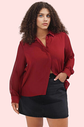 Kadın Şifon Dokuma Uzun Kollu Gömlek Büyük Beden Günlük Şıklık Hafta Sonu Kaliteli Malzeme