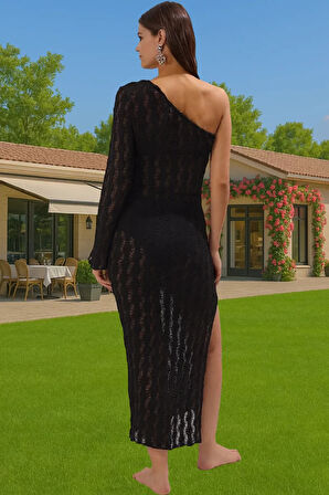 Rahat Triko Maxi Elbise Tek Omuzlu Plaj Şıklığı Kemer Detay Günlük Kullanım İçin Premium Kalite