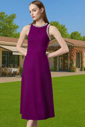 Midi Boy A Kesim Finike Dokuma Abiye Elbise Rahat Kullanım Modern Stil Rahat Kullanım Mükemmel Uyum