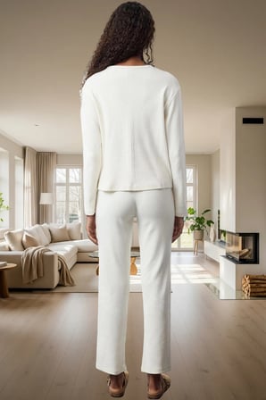 Rahat Pijama Takımı Pamuklu Kaşkorse Örme Hırka ve Pantolon Mükemmel Uyum Kullanım