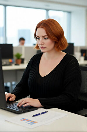 Kadın Triko V Yaka Düz Fitilli Kazak Günlük Kullanım İçin İdeal Regular Kalıp Düşük Kol Tasarım