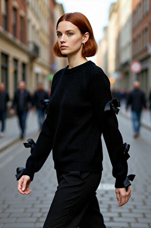 Modern Kadın Bisiklet Yaka Regular Kalıp Uzun Reglan Kol Şık Triko Kazak Günlük Şıklığı Sunuyor.