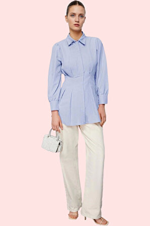 Kadın İncili Detaylı Belden Oturan Gömlek Ramadan Koleksiyonu Günlük Yaz Aylarının Vazgeçilmezi