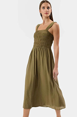 Cool & Comfort Elbise  Polyester Midi Boy Gipeli Detay Seçkin Malzeme Konforlu Kesim
