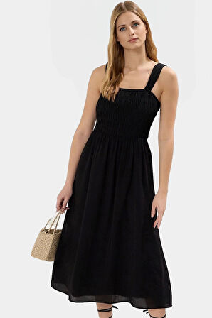 Cool & Comfort Elbise  Polyester Midi Boy Gipeli Detay Seçkin Malzeme Konforlu Kesim