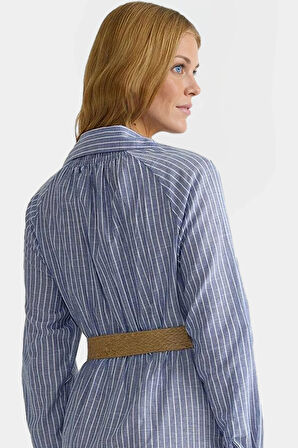 Pamuklu Kemerli Gömlek Elbise Midi Boy Günlük Şıklık Yüksek Kalite Özenle Seçilmiş