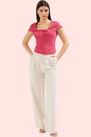 Kadın Pamuklu Dokuma Gömlek Düz Desen Rahat Kalıp Yazlık Günlük Yaz Aylarının Vazgeçilmezi