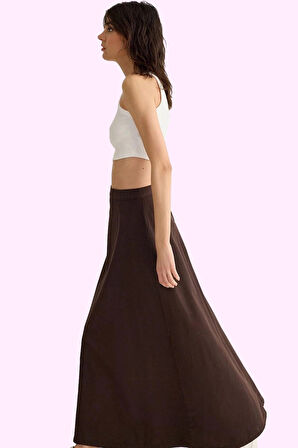 Kadın Pamuklu Denim Maxi Etek Günlük Casual Stil Rahat Hafta Sonu Yaz Aylarının Vazgeçilmezi