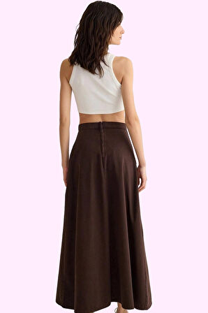 Kadın Pamuklu Denim Maxi Etek Günlük Casual Stil Rahat Hafta Sonu Yaz Aylarının Vazgeçilmezi