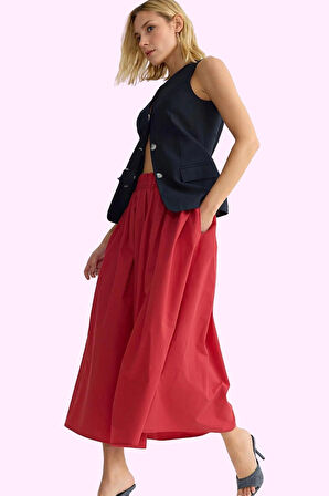 Kadın Maxi Etek Yüksek Bel Kloş Dokuma Kumaş Günlük Stil Hafta Sonu Yaz Aylarının Vazgeçilmezi