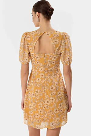 A Line Şifon Elbise Çiçek Desenli Yazlık Mini Yüksek Kalite Özel Tasarım Rahat Ve Şık