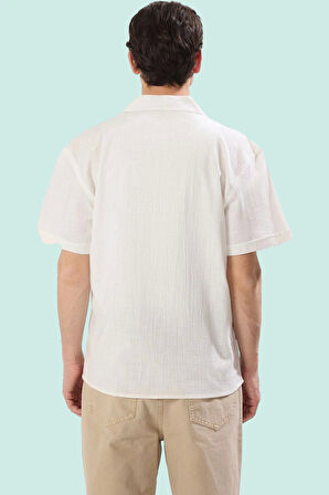 Erkek Pamuk Kisa Kollu Gömlek Apaş Yaka Dokuma Kumaş Rahat Günlük Yaz Aylarının Vazgeçilmezi