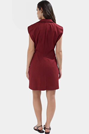 Dokuma Gabardin Mini Elbise Kisa Kol Düğmeli %Pamuk Yazlık Dayanıklı Malzeme