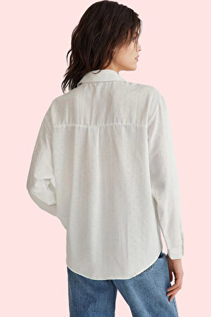 Kadın Pamuk Gömlek Taş Detaylı Regular Kalıp Uzun Kollu Günlük Ve İş Stilleri Modern Tasarım