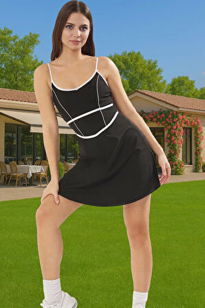 Kadın Yazlık Mini Elbise Spor Şort Detayı Polyester Elastan Kumaş Seçkin Malzeme Rahat Ve Şık