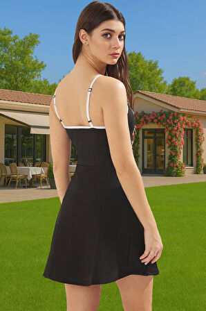 Kadın Yazlık Mini Elbise Spor Şort Detayı Polyester Elastan Kumaş Seçkin Malzeme Rahat Ve Şık