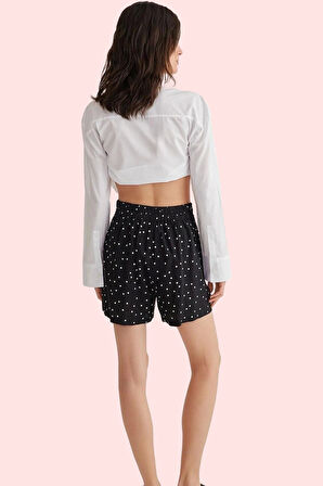 Kadın Yüksek Bel Leopar Desenli Geniş Paça Kısa Şort Viskoz Yazlık Yaz Aylarının Vazgeçilmezi